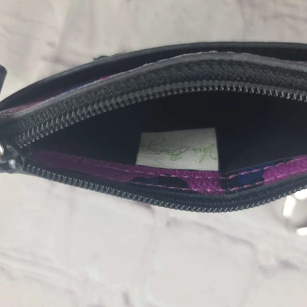 Vera Bradley Leather Leopard Coin Purse Purple - Picture 4 of 5